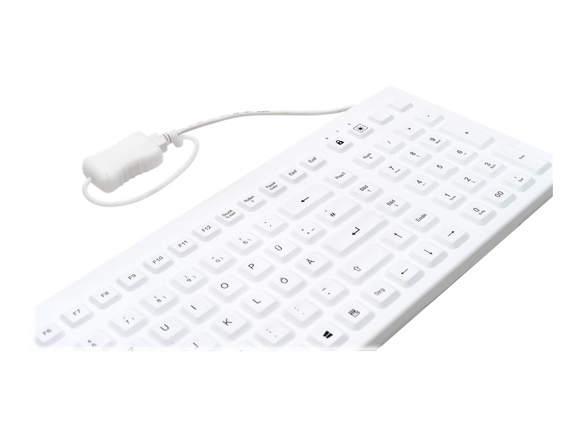 GETT GCQ CleanType Prime Pro+ Silikon Tastatur mit NUM-block mit Magneten IP68 beleuchtete Tasten USB Farbe: weiss Layout: CH
