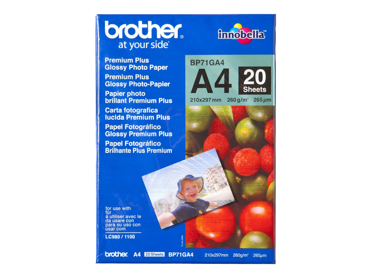 brother Fotopapier BP71GA4 DIN A4 glaenzend 260 g/qm 20 Blatt