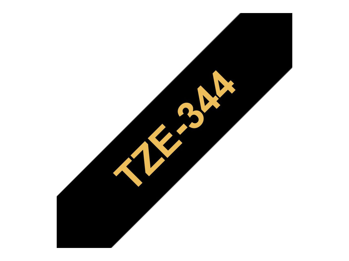 Brother TZe-344 - 18 mm - Gold auf Schwarz