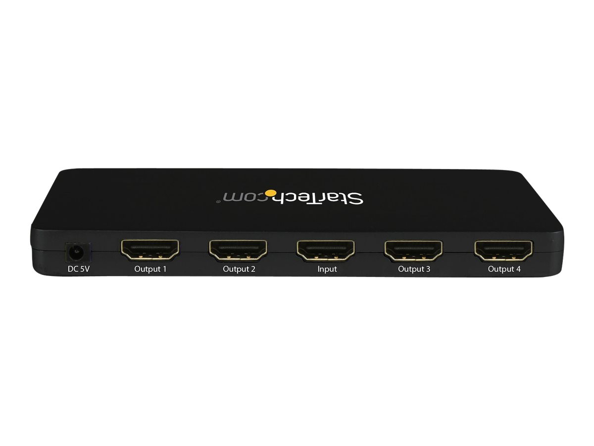 StarTech.com 4 Port HDMI 4k Video Splitter - 1x4 HDMI Verteiler mit Aluminiumgehäuse - 4k @ 30 Hz - 4 fach Ultra HD 1080p HDMI Switch - Video/Audio-Schalter - 4 Anschlüsse