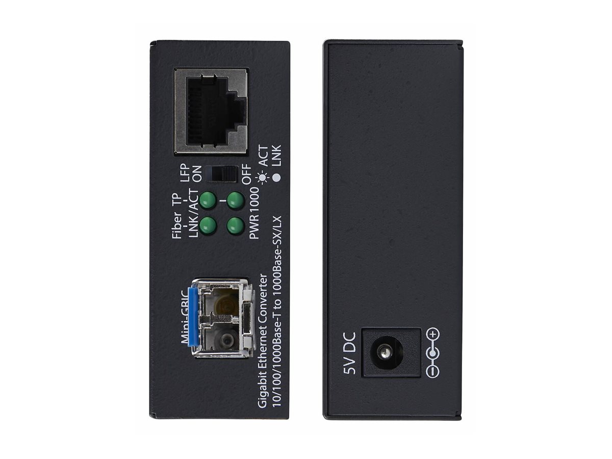 STARTECHCOM Gigabit Singlemode SM LC GlasfaserMedienkonverter 10 100 oder 1000Mbps 20 km RJ45 zu LC Vollmetallgehaeuse TAA