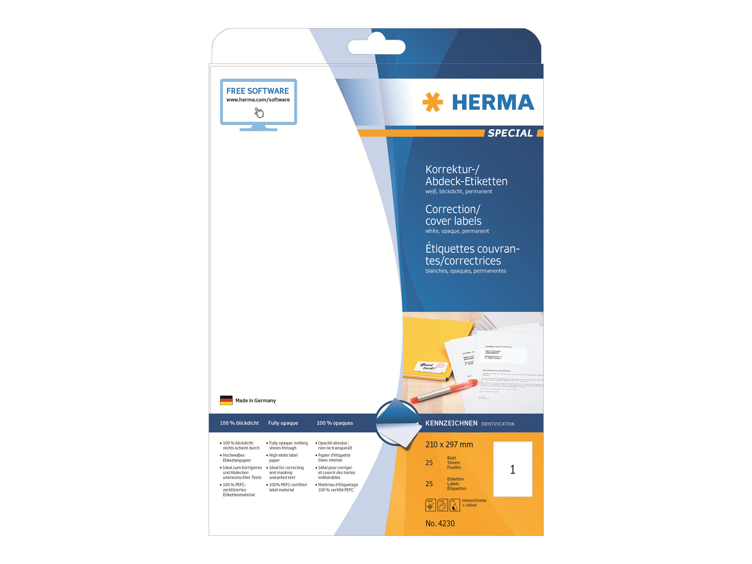 25 HERMA Etiketten 4230 weiss 210,0 x 297,0 mm 25 HERMA Etiketten 4230 weiss 210,0 x 297,0 mm