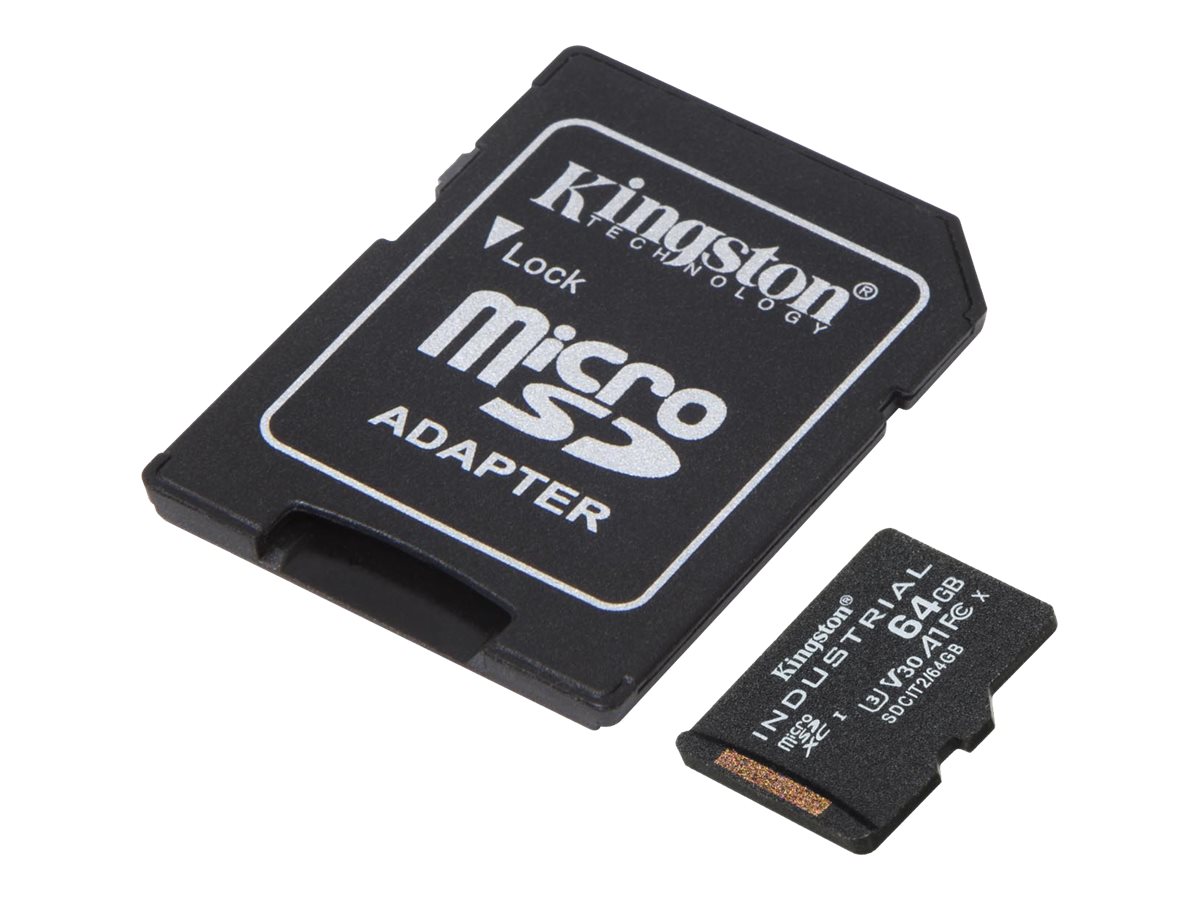 KINGSTON 64GB microSDXC Industrial C10 A1 pSLC Card SD Adapter