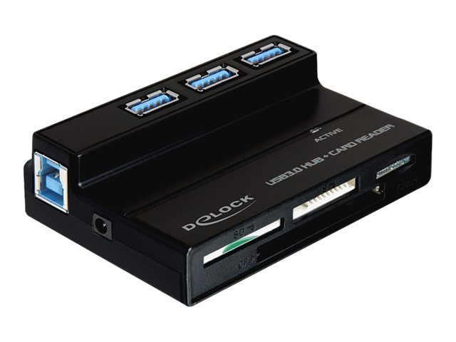 Delock USB 3.0 Card Reader All in 1 + 3 Port USB 3.0 Hub - Kartenleser - All-in-one (Multi-Format)