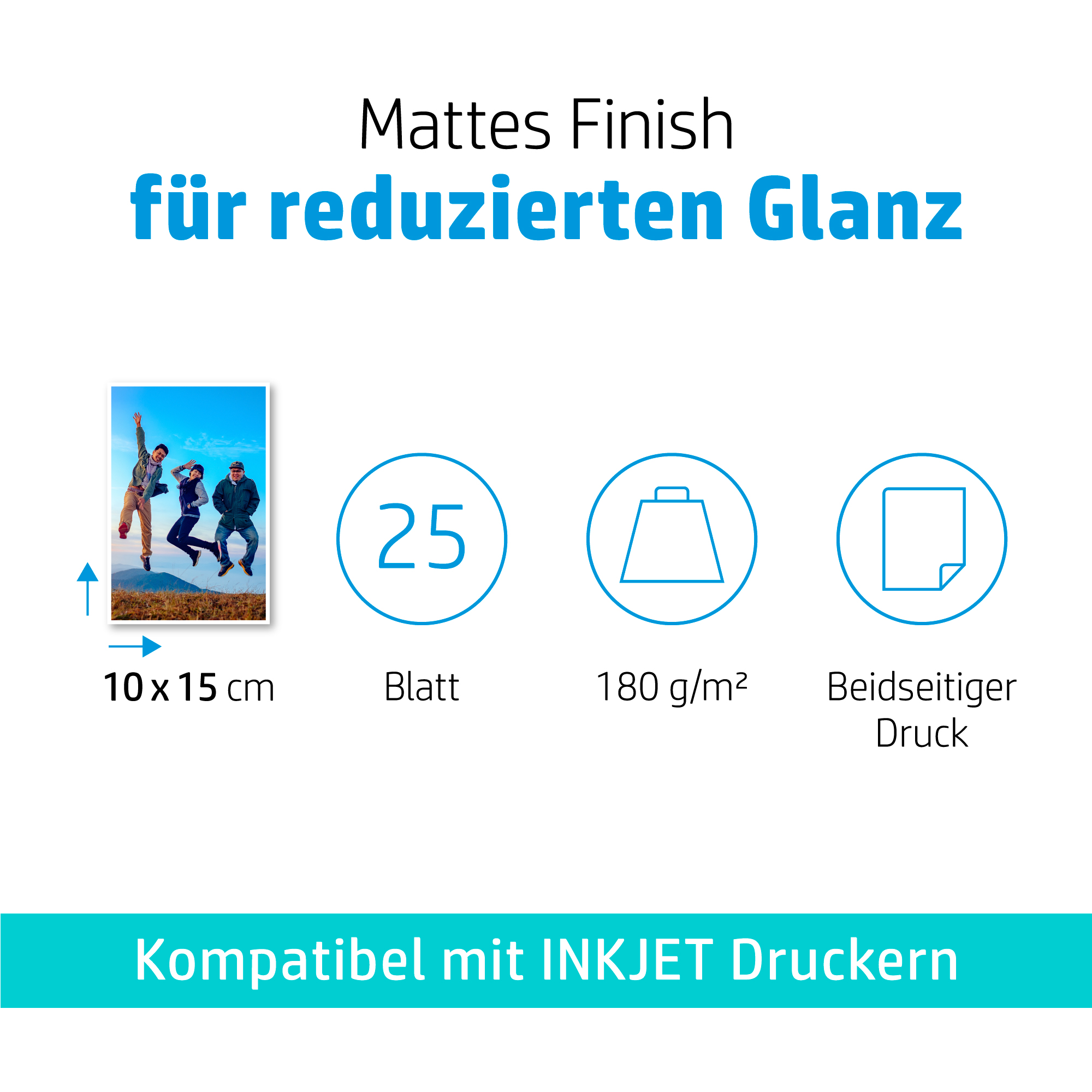 HP Fotopapier 7HF70A 10,0 x 15,0 cm matt 180 gqm 25 Blatt