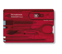 Victorinox V071 00T Taschenmesser Swiss Card, rot transparent