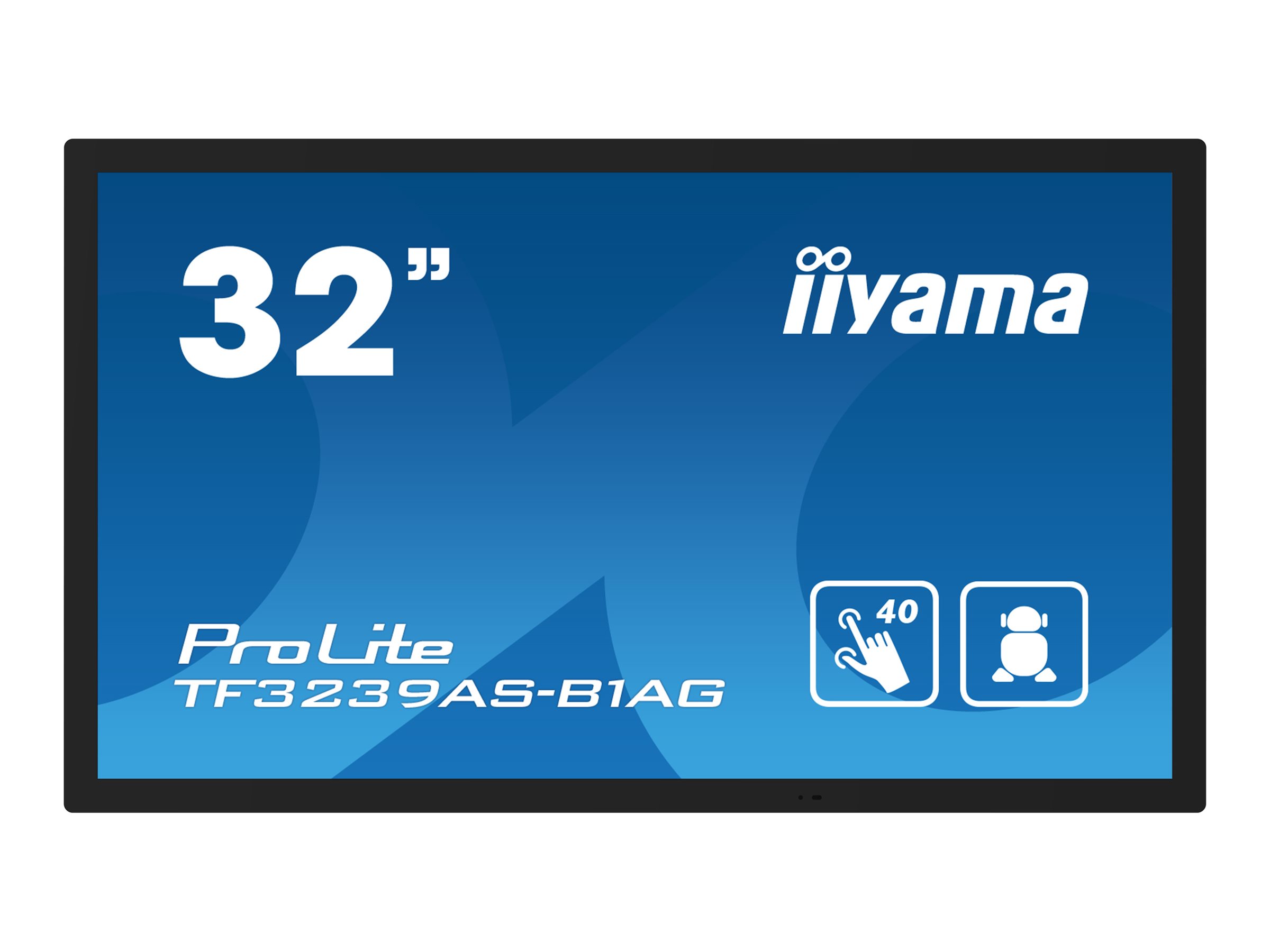 IIYAMA TF3239AS-B1AG 81,28cm 32Zoll PCAP Anti-glare Bezel Free Android 11 OS 40-Points Touch Screen 1920x1080 IPS panel 24/7
