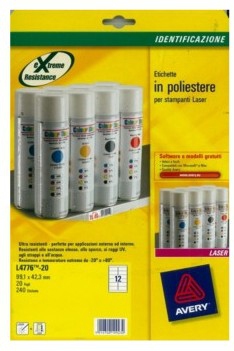 240 AVERY Zweckform wetterfeste Folienetiketten L4776-20 weiss 99,1 x 42,3 mm