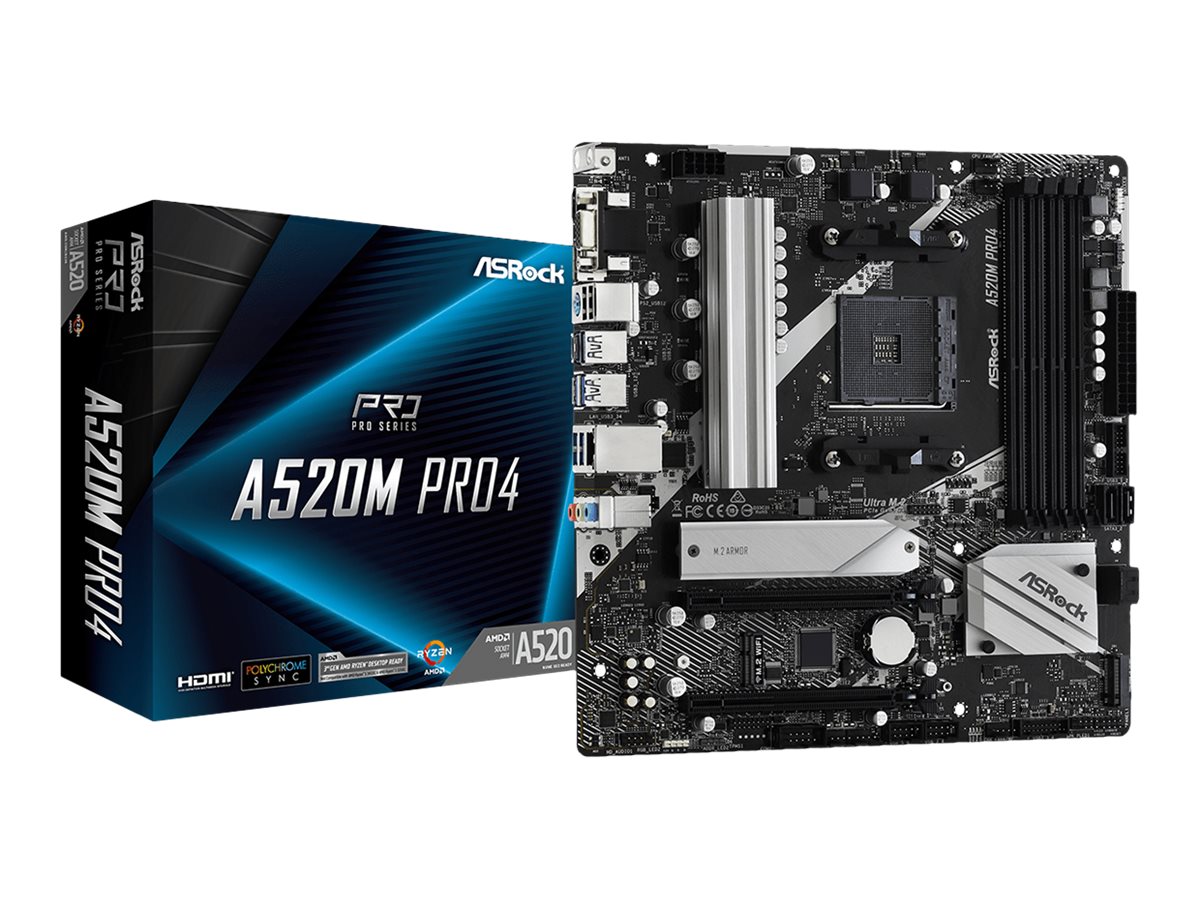 ASRock A520M Pro4 - Motherboard - micro ATX - Socket AM4 - AMD A520