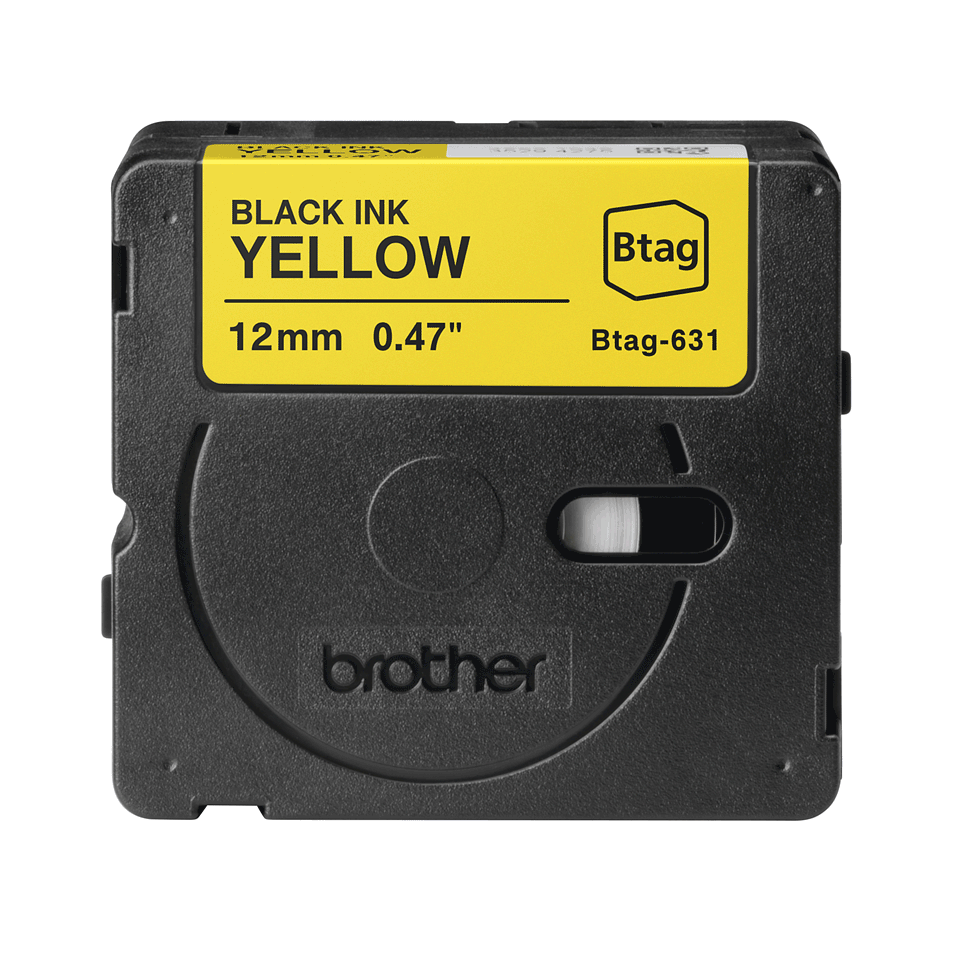 brother Schriftband Btag BTAG631, 12 mm, schwarz auf gelb, 1 St