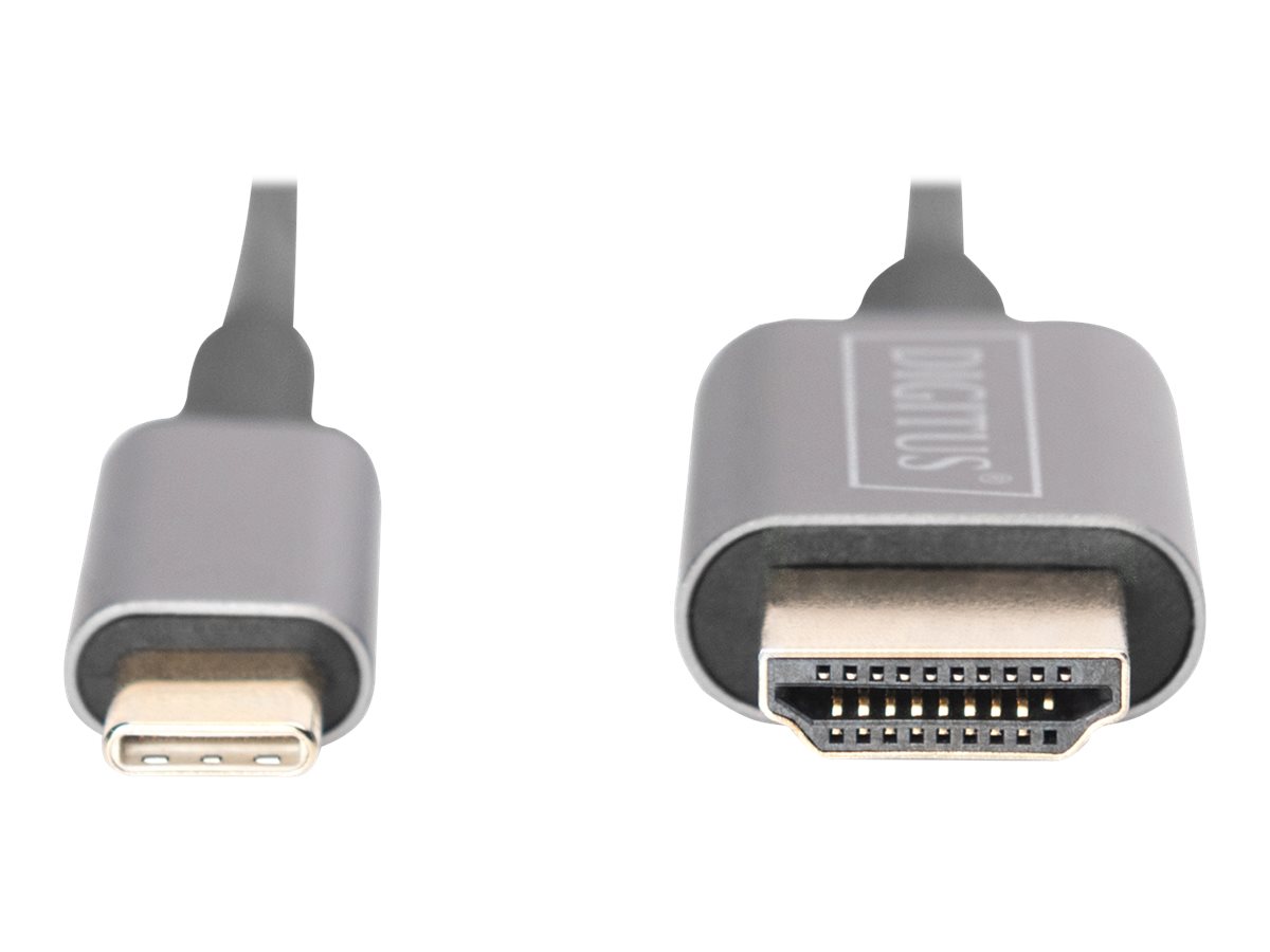 DIGITUS DA-70821 USB-C-HDMI Adapter 1,8m 4K/30Hz schwarz Metallgehaeuse