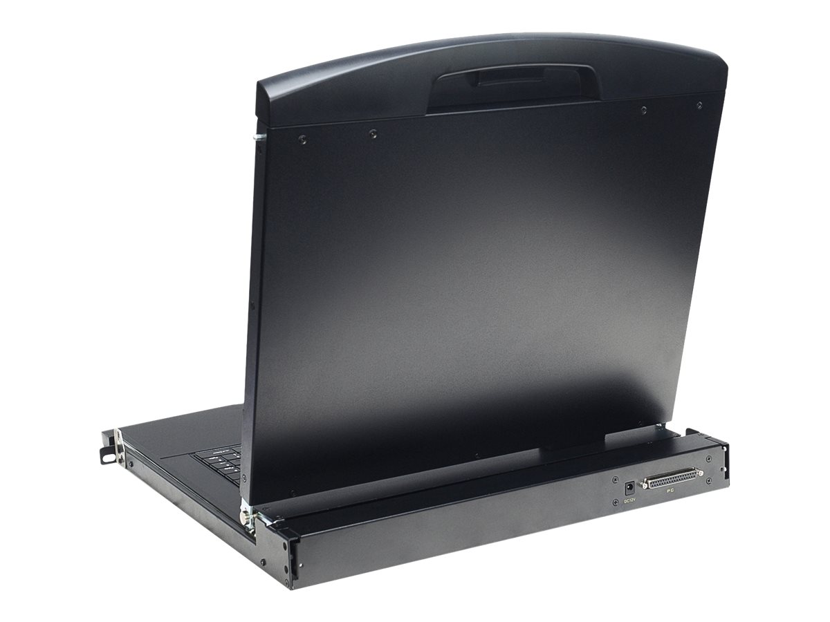 DIGITUS Modulare Konsole mit 48,3cm 19Zoll TFT 16 Port Cat5 KVM Touchpad US Tastatur RAL 9005 schwarz