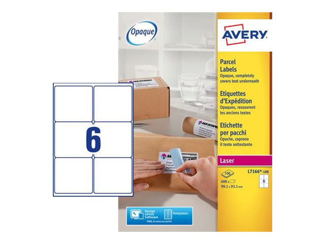 600 AVERY Zweckform Versandetiketten L7166-100 weiss 99,1 x 93,1 mm 600 AVERY Zweckform Versandetiketten L7166-100 weiss 99,1 x 93,1 mm