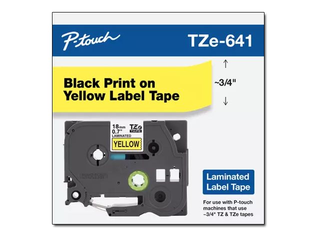 Schriftbandkassette Brother 18mm gelb/schwarz  TZE641