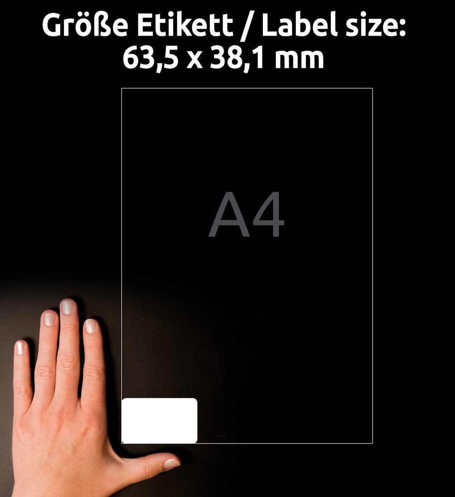 2.100 AVERY Zweckform Adressetiketten L7160-100 weiss 63,5 x 38,1 mm
