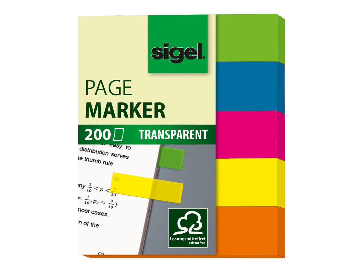 SIGEL Haftmarker transparent Haftmarker farbsortiert 5x 40 Streifen