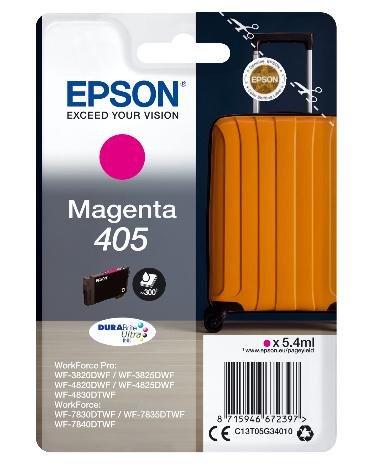 EPSON 2LB Singlepack Magenta 405 DURABrite Ultra Ink ws