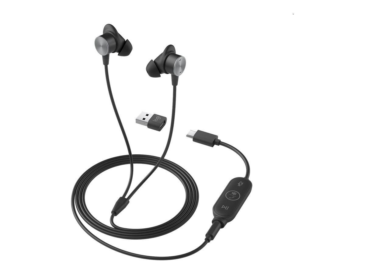 Logitech Zone Wired Earbuds Microsoft Teams USB-Headset schwarz, grau