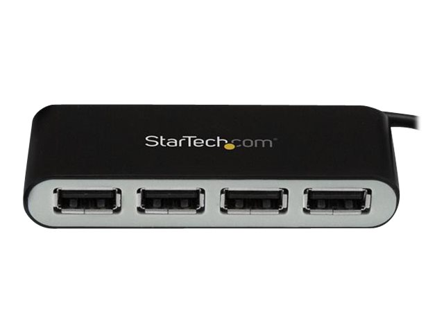 StarTech.com Mobiler 4-Port-USB 2.0-Hub mit integriertem Kabel - Kompakter Mini USB Hub - Hub - 4 Anschlüsse