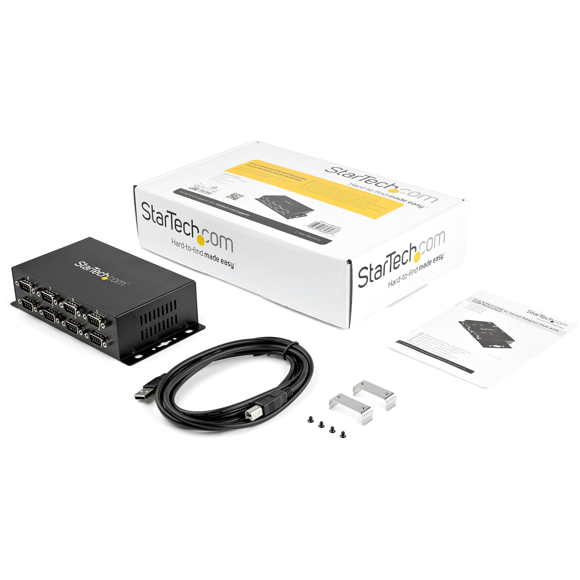 STARTECHCOM 8 Port USB auf Seriell RS232 Adapter Hub DINSchienen und Wandmontage fähig USB zu RS232 DB9 Konverter