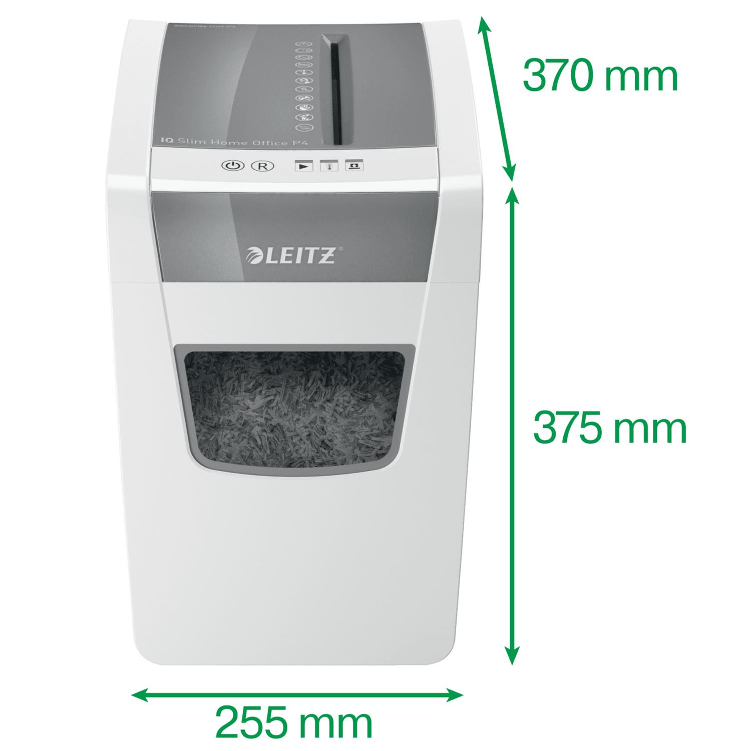 LEITZ IQ Home Office Slim Aktenvernichter mit Partikelschnitt P4, 4 x 28 mm, bis 10 Blatt, weiß