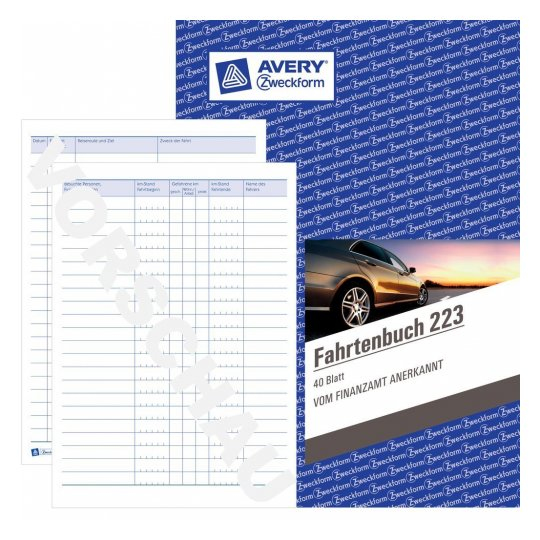 AVERY Zweckform Fahrtenbuch, Pkw mit Jahresabrechnung Formularbuch 223 AVERY Zweckform Fahrtenbuch, Pkw mit Jahresabrechnung Formularbuch 223