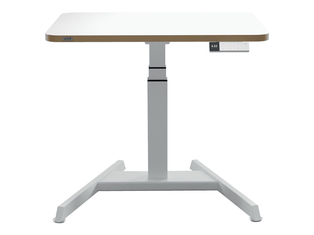 LEITZ Ergo elektrisch hoehenverstellbarer Schreibtisch weiss rechteckig, A-Fuss-Gestell weiss 80,0 x 60,0 cm LEITZ Ergo elektrisch hoehenverstellbarer Schreibtisch weiss rechteckig, A-Fuss-Gestell weiss 80,0 x 60,0 cm