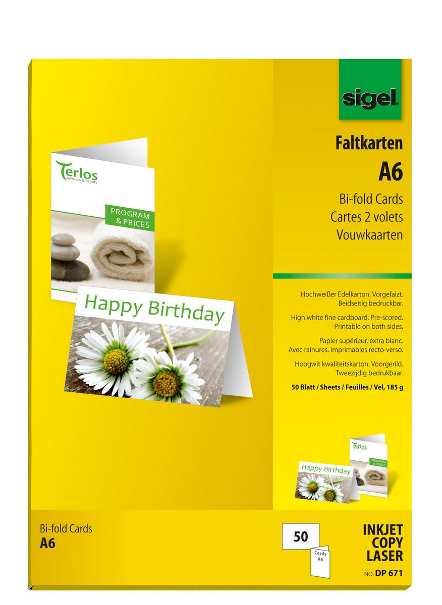 SIGEL Faltkarten weiss DP671 weiss DIN A6, 50 St