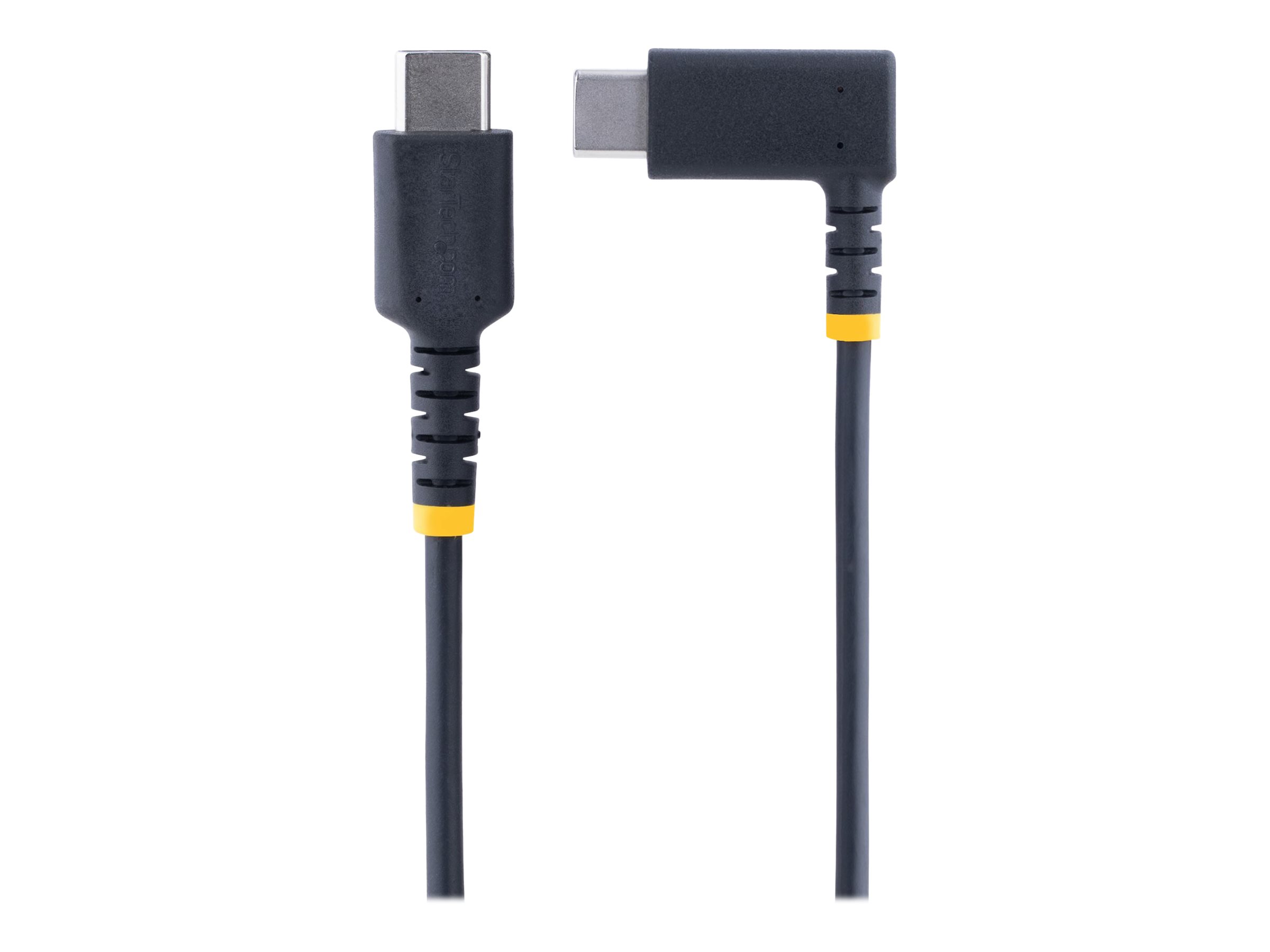 STARTECHCOM 6in 15cm USB C Charging Cable Right Angle 60W PD 3A Heavy Duty Fast Charge USBC Cable Durable Rugged Aramid Fiber