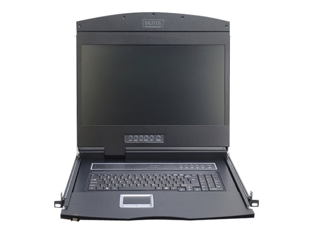 DIGITUS Modulare Konsole mit 48,3cm 19Zoll TFT 8 Port KVM Touchpad deutsche Tastatur RAL 9005 schwarz