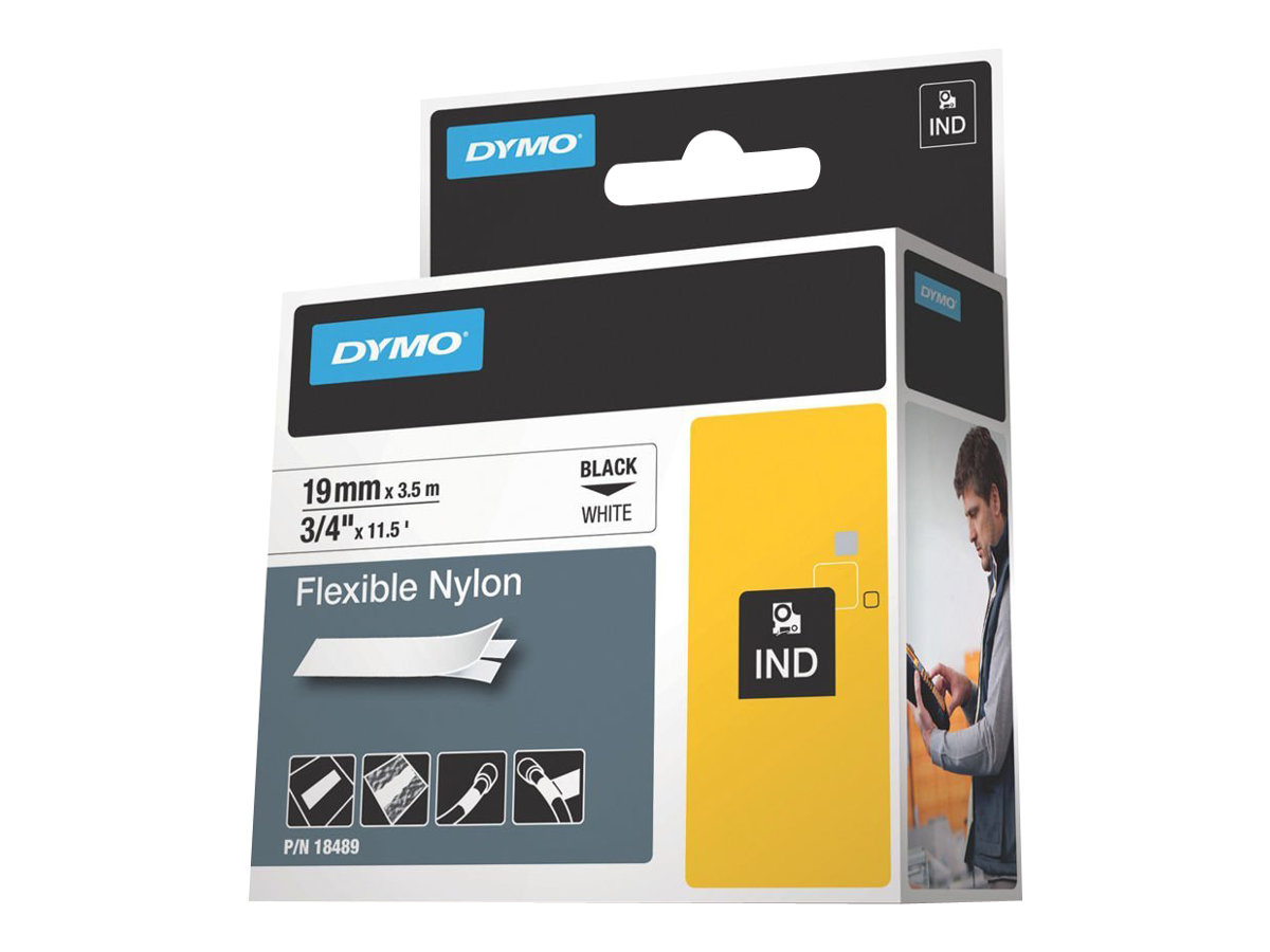Dymo Rhino Industrie Nylonetiketten, flexibel, 19 mm x 3,5 m Dymo Rhino Industrie Nylonetiketten, flexibel, 19 mm x 3,5 m