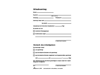 RNK-Verlag Urlaubsabwesenheitsmeldung Formularbuch 2916