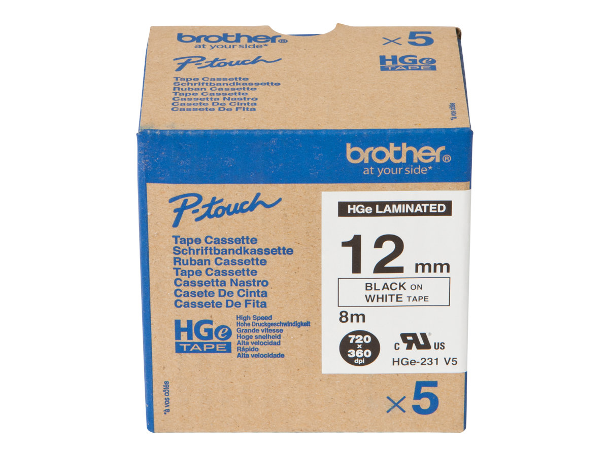 HGE231 BROTHER PTOUCH 12mm(5)WEISS-SCH