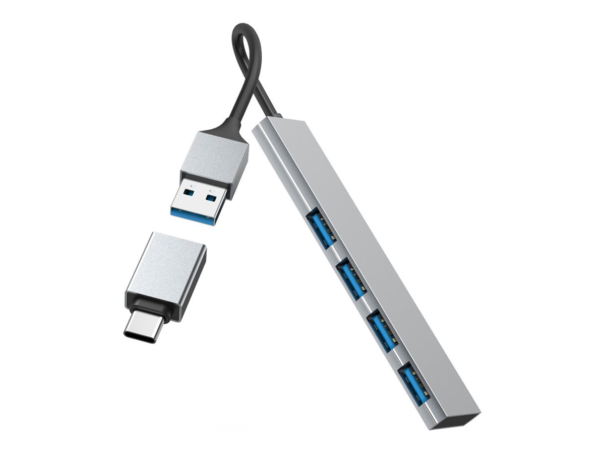 hama USB-Hub Ultra Slim 4-fach grau hama USB-Hub Ultra Slim 4-fach grau