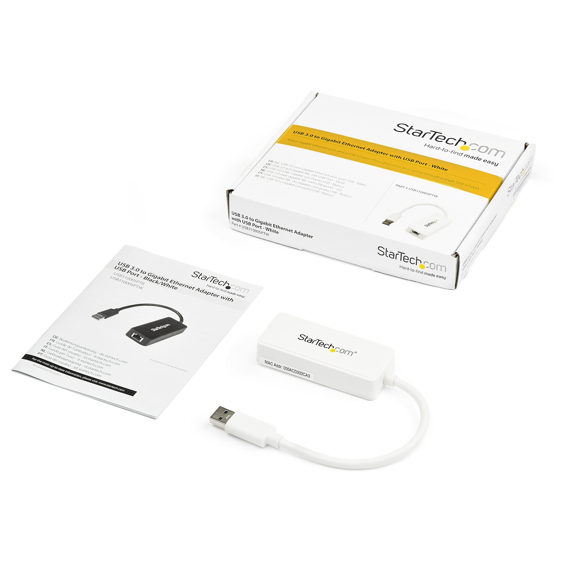 STARTECHCOM USB 30 SuperSpeed auf Gigabit Ethernet Lan Adapter mit USB Port 101001000 RJ45 NIC Netzwerkadapter StBu W