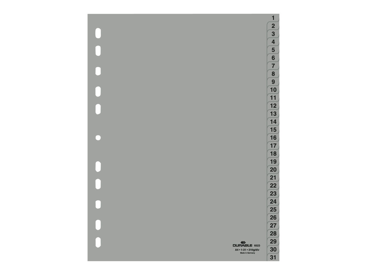 DURABLE Ordnerregister Vollformat 1-31 grau 31-teilig, 1 St. DURABLE Ordnerregister Vollformat 1-31 grau 31-teilig, 1 St.
