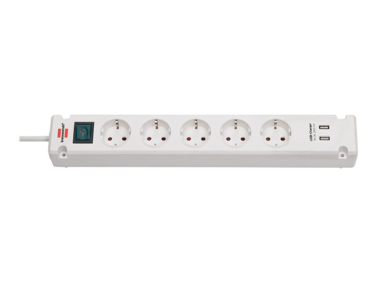 Brennenstuhl Bremounta Steckdosenleiste 5-fach + 2x USB-A weiss 3m mit Schalter Brennenstuhl Bremounta Steckdosenleiste 5-fach + 2x USB-A weiss 3m mit Schalter