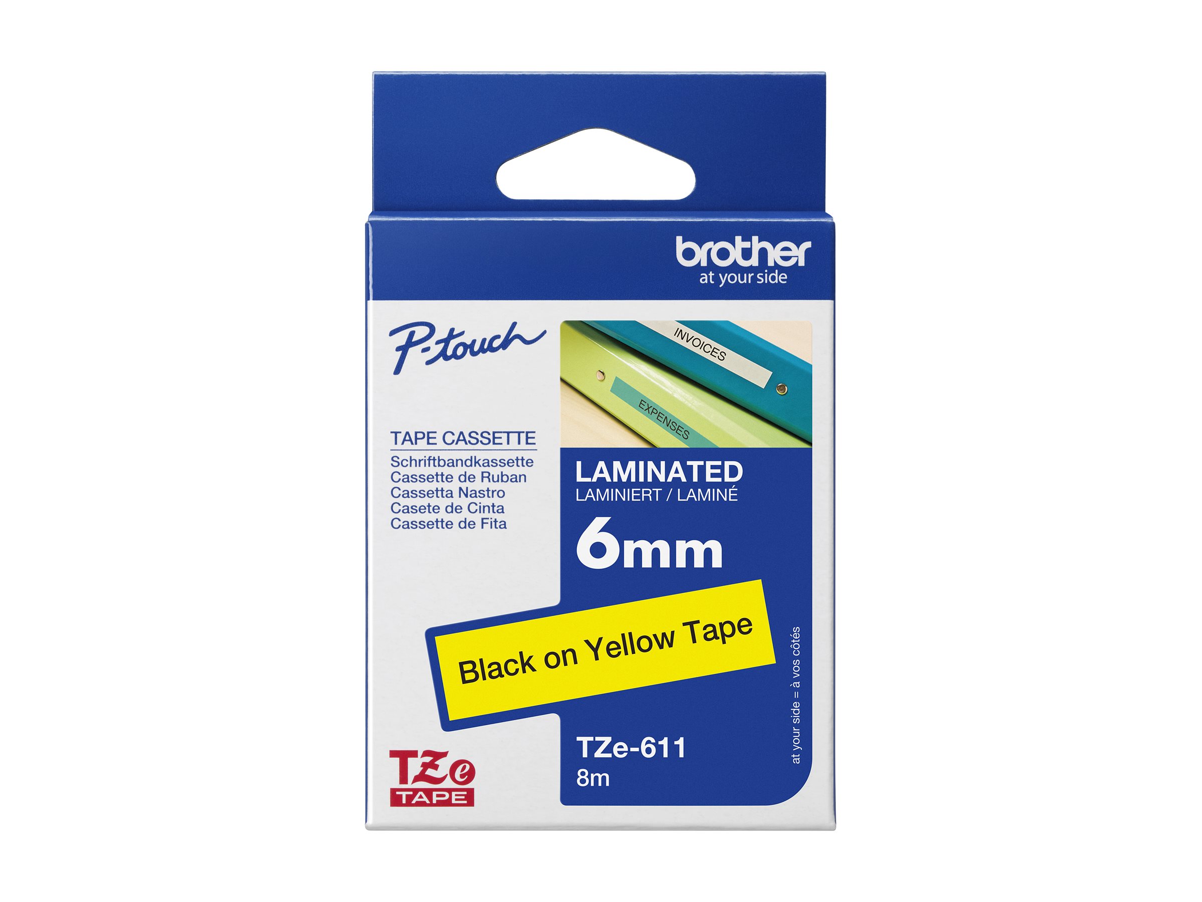 TZE611 BROTHER PT Schriftband 6mm gelb TZE611 BROTHER PT Schriftband 6mm gelb
