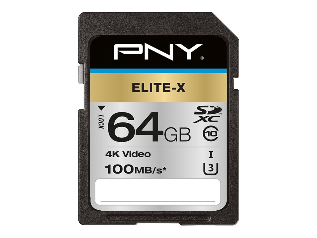 PNY Memory Card 64 GB SDHC SD ELITE X SDHC CLASS 10 UHS I U3