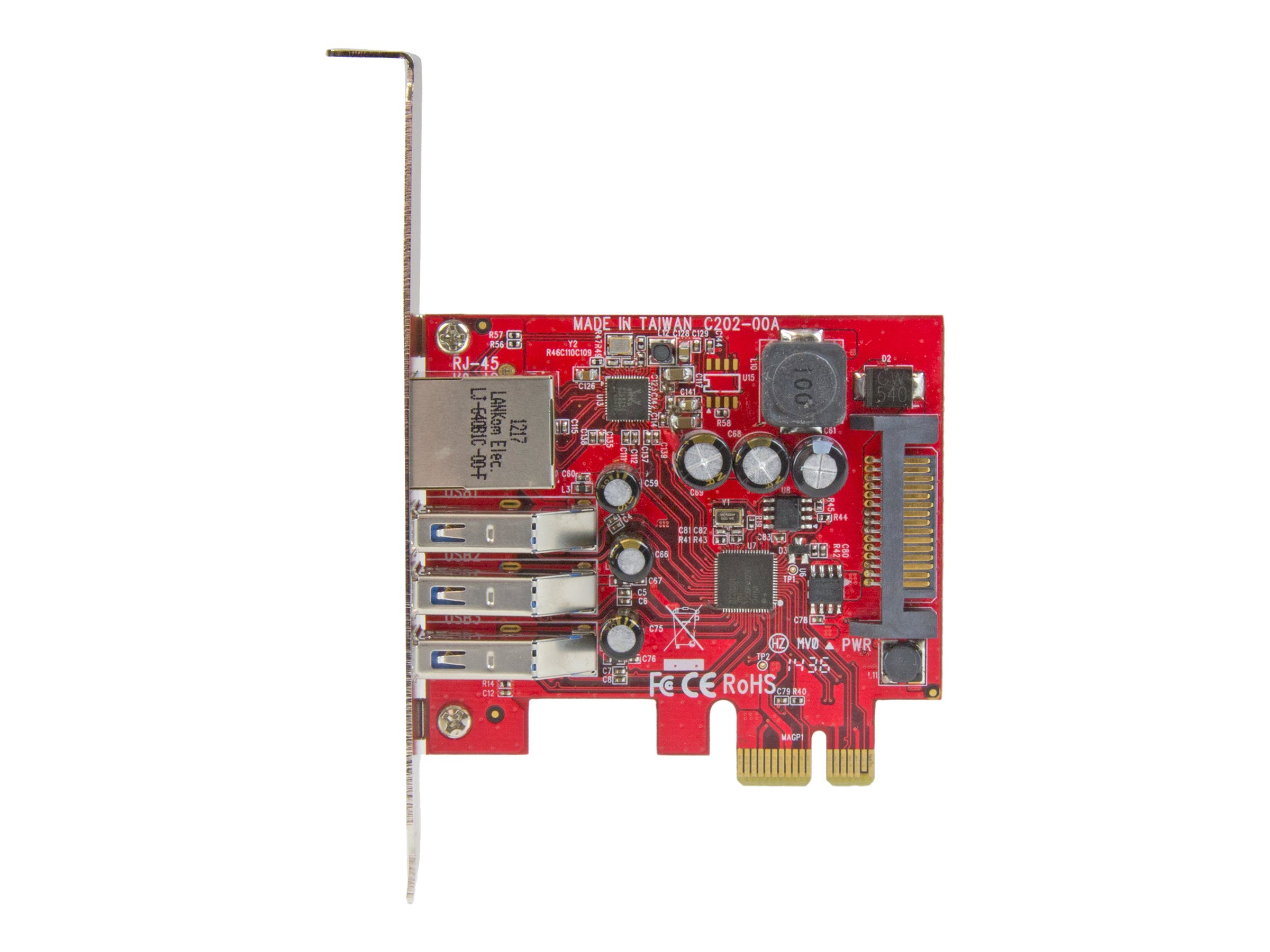 StarTech.com 3 Port PCI Express USB 3.0 Karte mit Gigabit Ethernet - 3-fach PCIe USB Schnittstellenkarte mit GbE Anschluss - Netzwerk-/USB-Adapter - PCIe 2.0 - USB 3.0 x 3 + 1000Base-T x 1