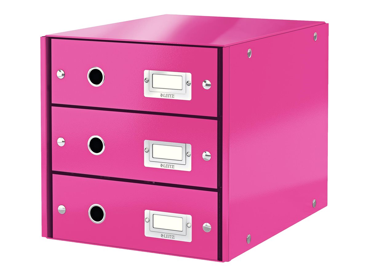 LEITZ Schubladenbox Click & Store  pink 60480023, DIN A4 mit 3 Schubladen