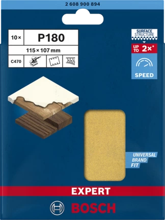 10 BOSCH EXPERT C470 Best for Wood and Paint Schleifblaetter 180