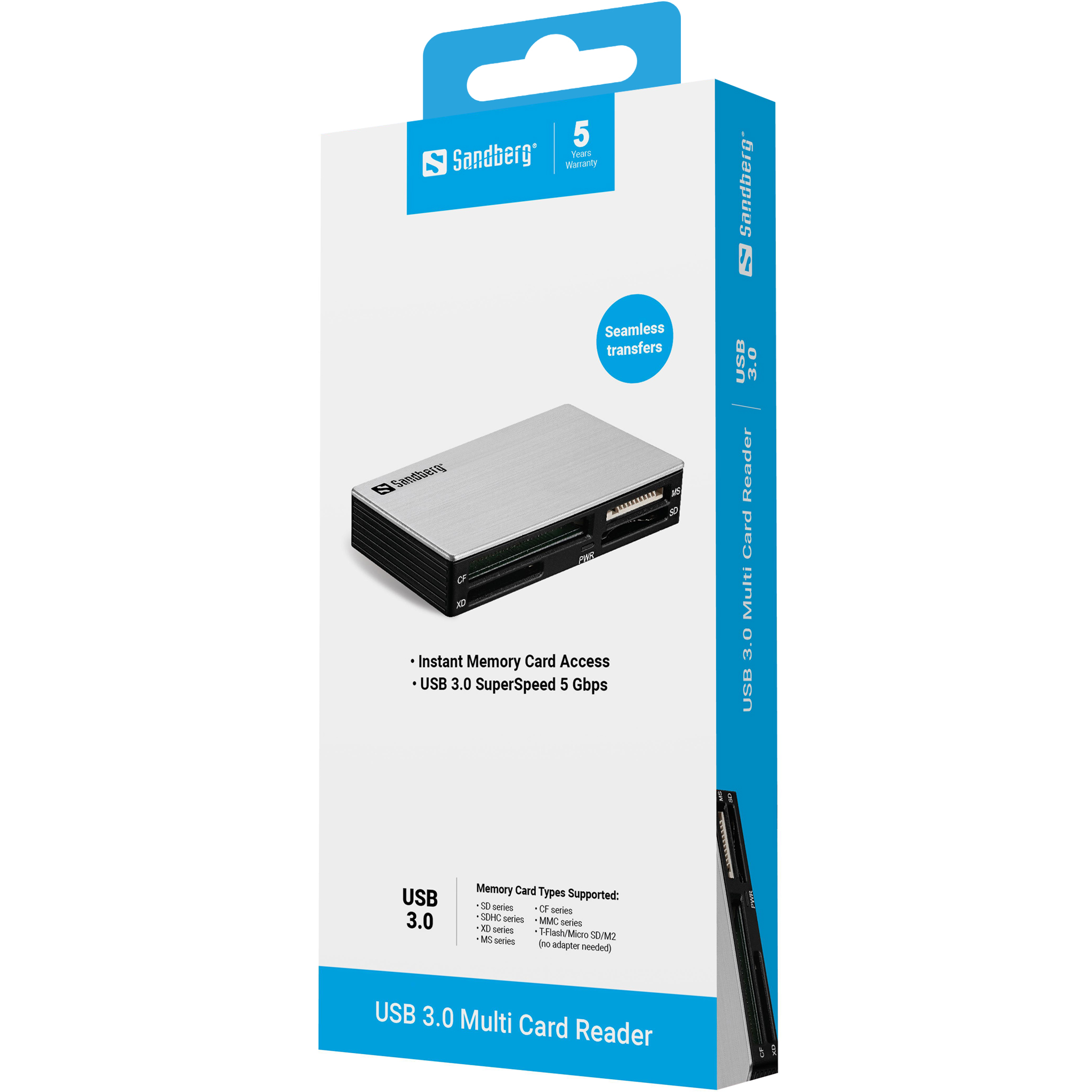 SANDBERG USB 30 Multi Card Reader SD XD MS CF MMC TFlash Micro SD M2 50 cm USB 30 Kabel im Lieferumfang