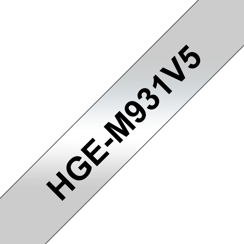 BROTHER HGEM931V5 5x tape cassette 12mmx8m silber matt black laminate for Ptouch P500PC 9700PC 9800PCN RL700S PK OF 5