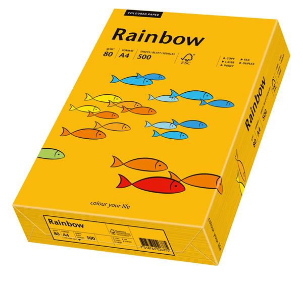 Rainbow Kopierpapier COLORED PAPER mittelorange DIN A4 80 gqm 500 Blatt