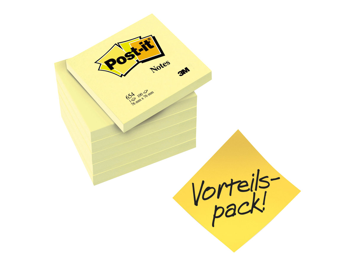 5 + 1 GRATIS: Post-it® Notes 654 Haftnotizen gelb, 5 Bloecke + GRATIS 1 Bloecke 5 + 1 GRATIS: Post-it® Notes 654 Haftnotizen gelb, 5 Bloecke + GRATIS 1 Bloecke