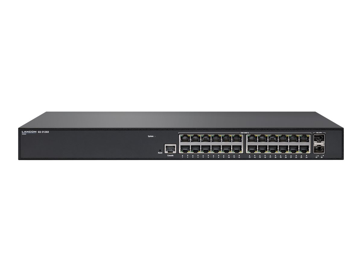 LANCOM GS-3126X Layer 3 lite Zugriffsschalter 24 Ethernet-Ports und 2 SFP+ Ports 1G/10G LANCOM GS-3126X Layer 3 lite Zugriffsschalter 24 Ethernet-Ports und 2 SFP+ Ports 1G/10G
