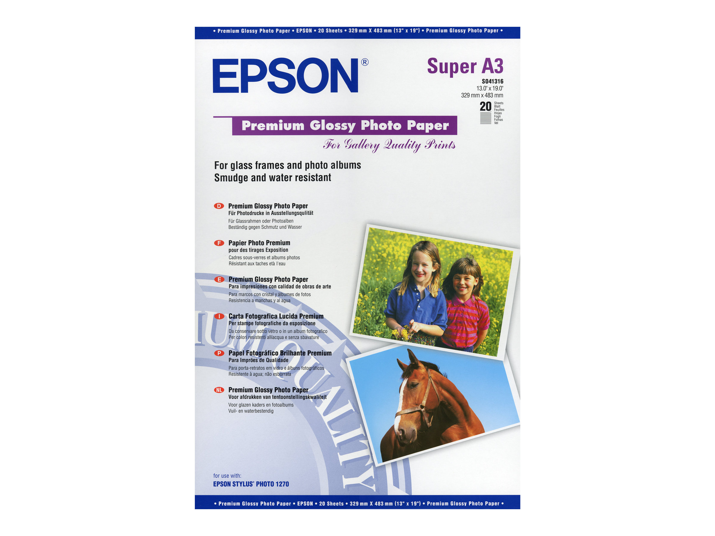 EPSON Fotopapier S041316 DIN A3+ hochglänzend 250 g/qm 20 Blatt EPSON Fotopapier S041316 DIN A3+ hochglänzend 250 g/qm 20 Blatt