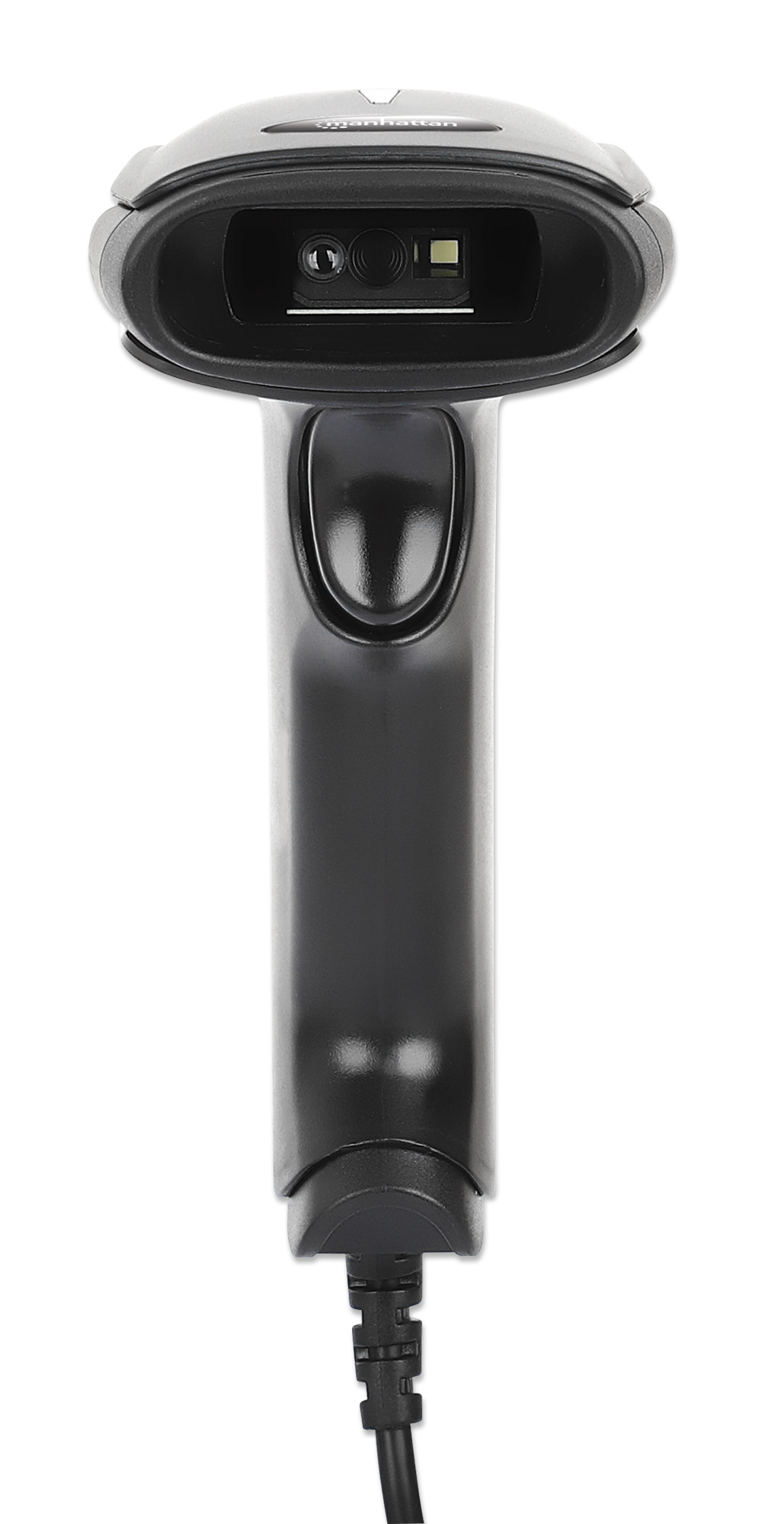 MANHATTAN 2D LEDBarcodescanner 320 mm Scanreichweite integriertes 1,4 m USBAKabel 100 ScansSekunde 100K Lux Handscanner schwarz