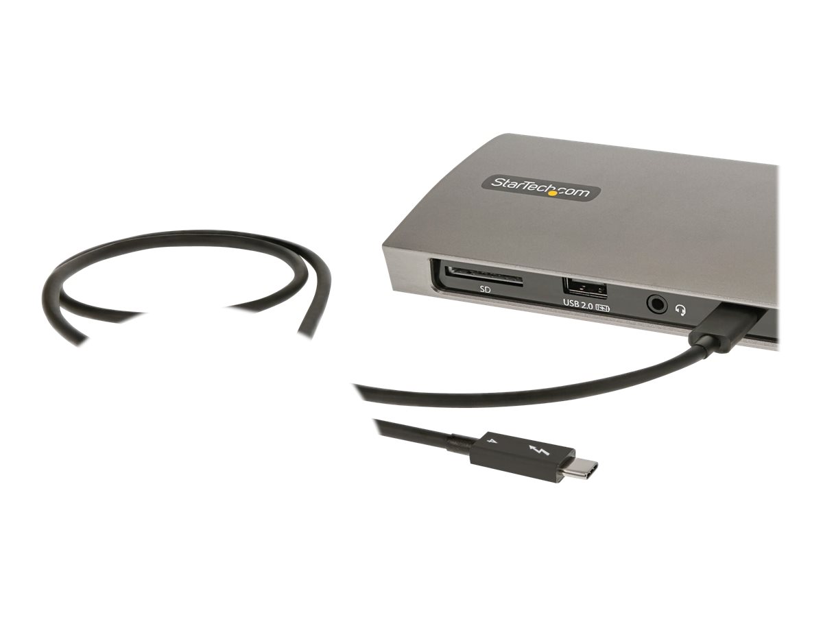 STARTECH.COM Thunderbolt 4 Dock 96W PD Single 8K or Dual Monitor 4K 60Hz 3x TB4/USB4 4x USB-A SD GbE 0.8m TB4 Dock Cable
